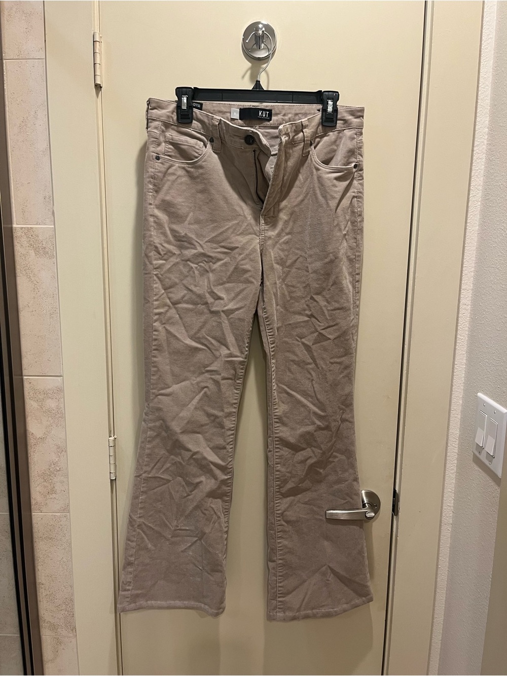 Kut from the Kloth Taupe Flare Wide-Leg Jeans